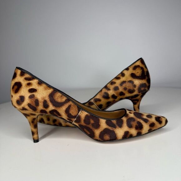 Nine West Margot Leopard Print Haircalf Kitten Heel Pumps 7.5 NWT - Picture 2 of 12